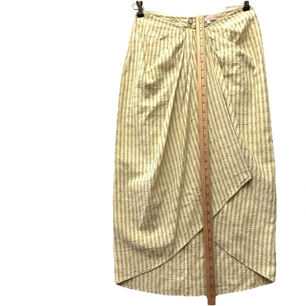 Rebecca‎ Taylor Sz 6 Faux Wrap Lightweight Skirt Dark And Light Green